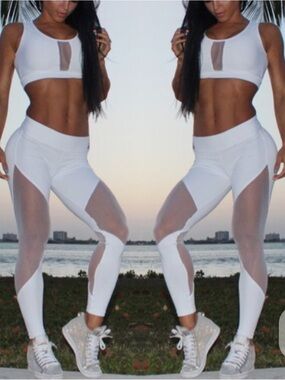 Vibe Brazilian black Mesh-Panel High-Waist Leggings